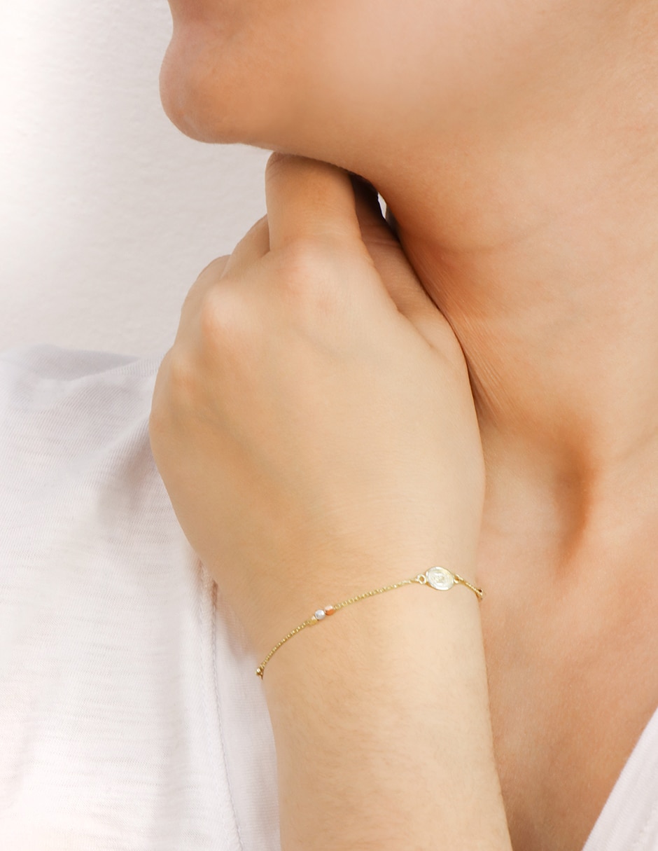 Pulsera de oro florentino con 14 k acabado pulido 4