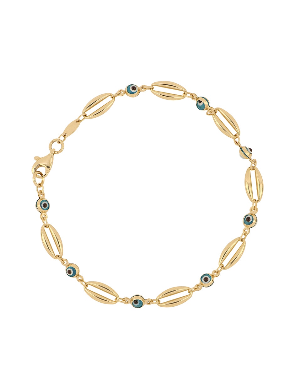 Pulsera de oro amarillo con cristal 14 K acabado pulido