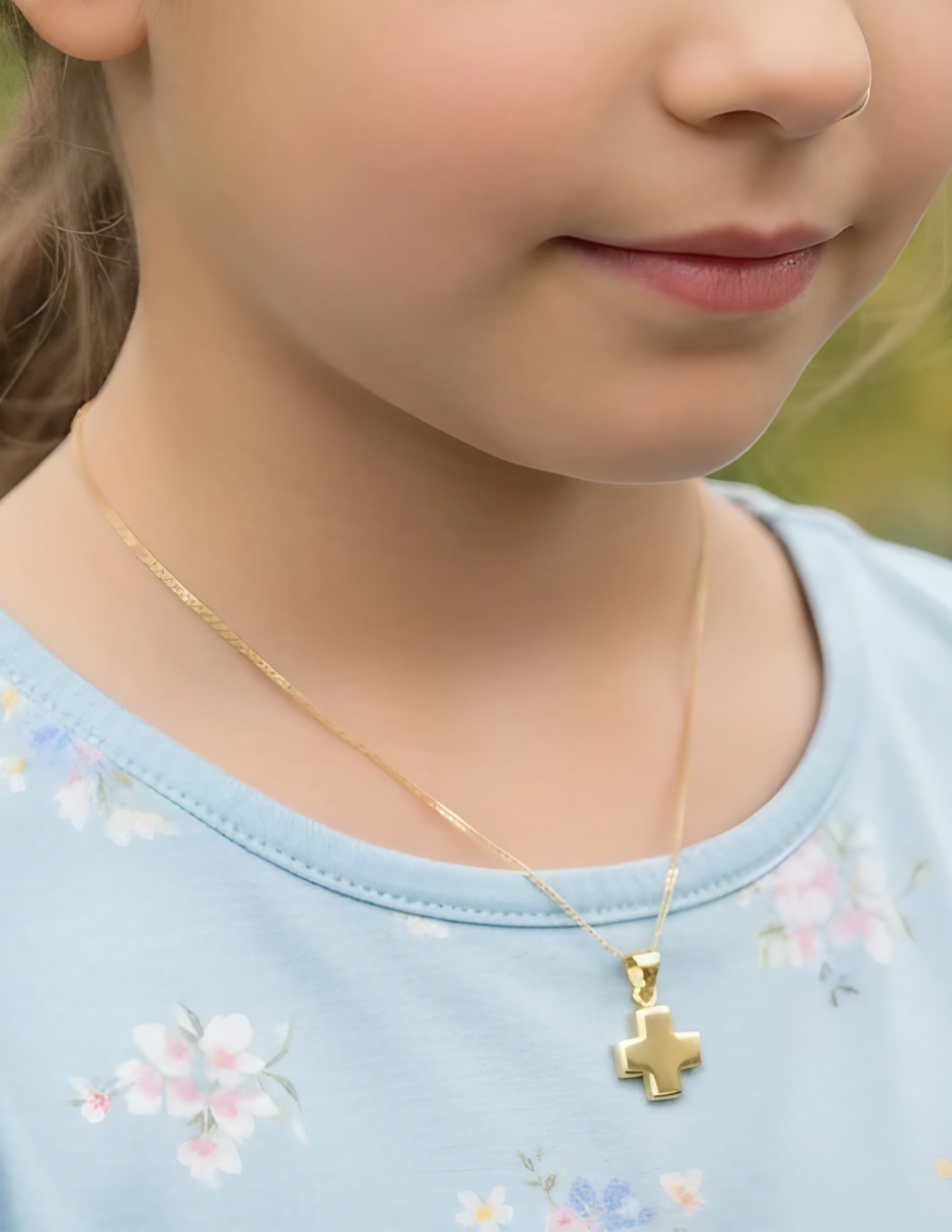 Dije de cruz de oro amarillo 14 K 5