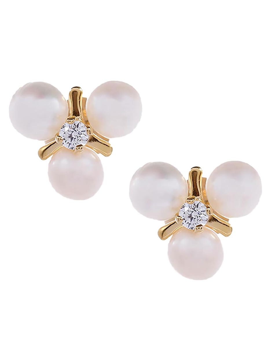 Broqueles de oro 14 K con acabado brillante perla
