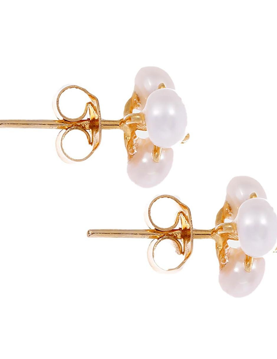 Broqueles de oro 14 K con acabado brillante perla 2
