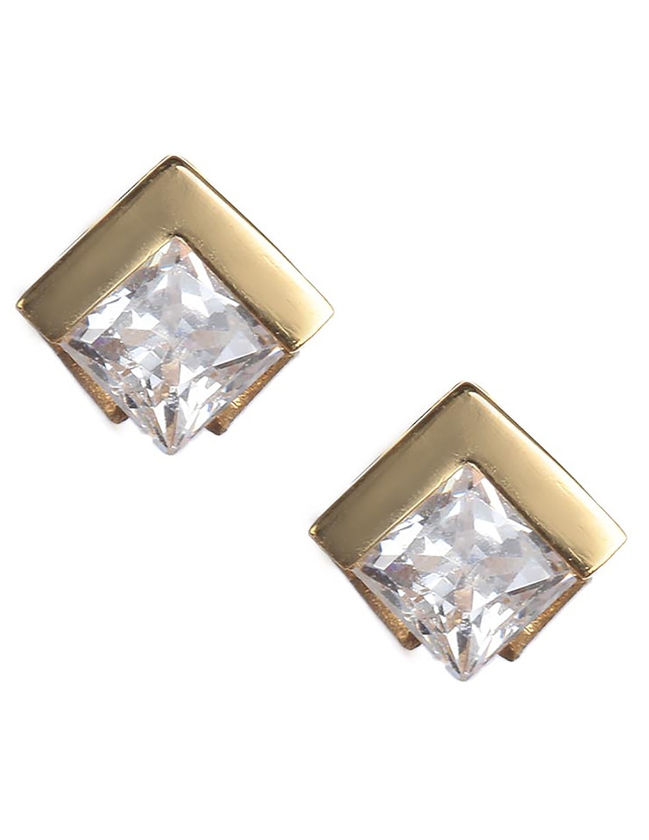 Broqueles de oro 14 K con acabado brillante zirconia