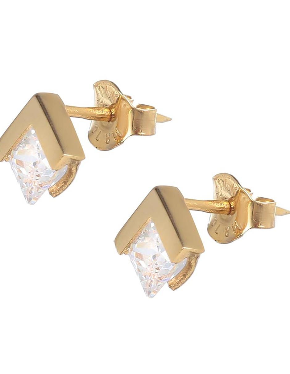 Broqueles de oro 14 K con acabado brillante zirconia 2