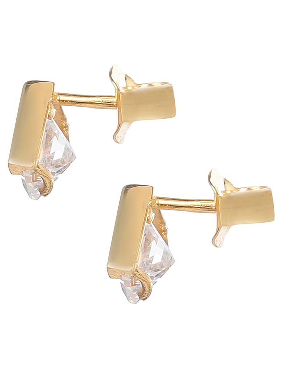 Broqueles de oro 14 K con acabado brillante zirconia 4