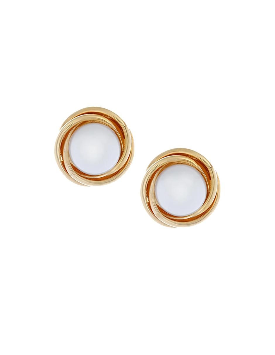 Broqueles de oro 14 K con acabado brillante perla