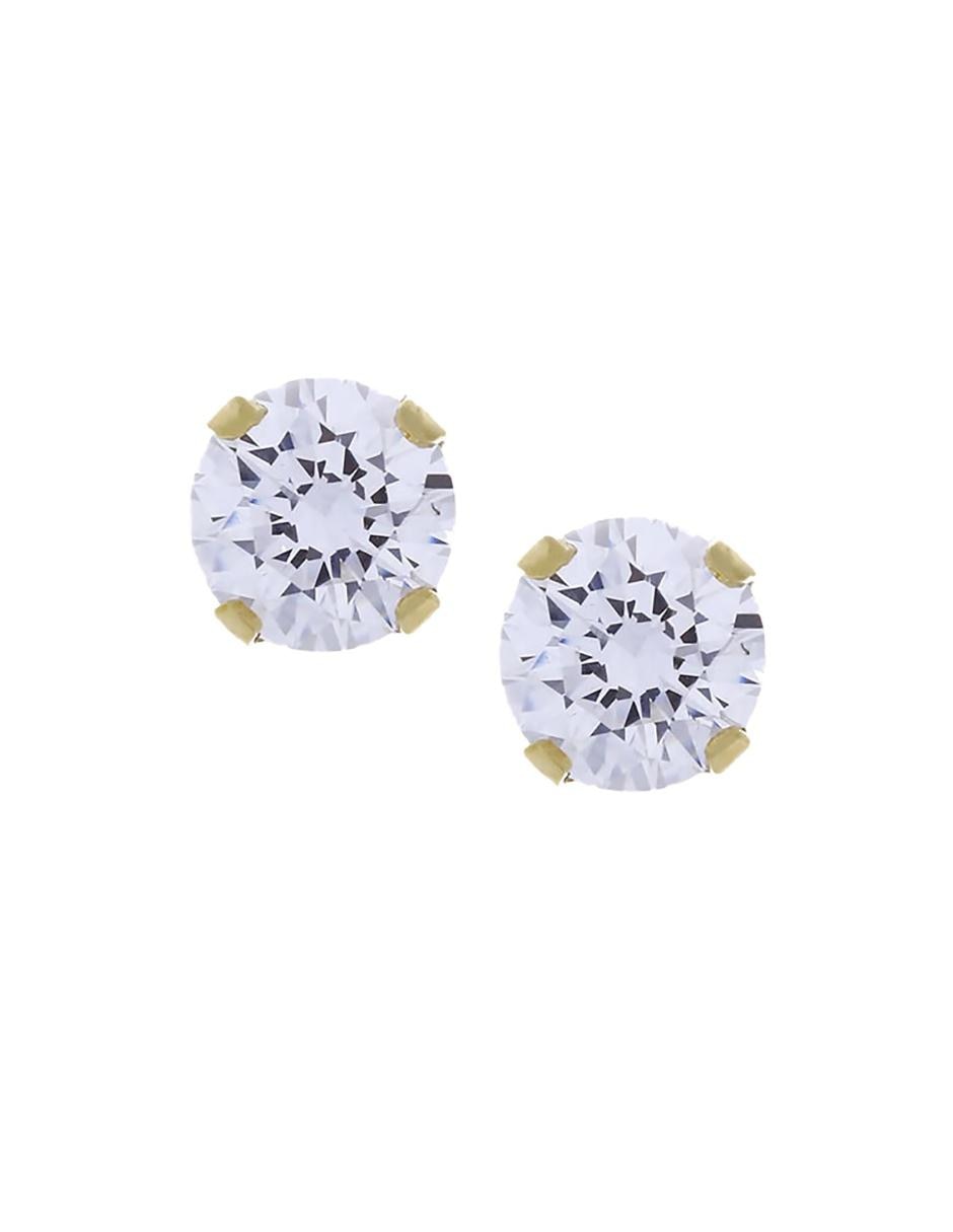 Broqueles de oro 14 K con acabado brillante zirconia