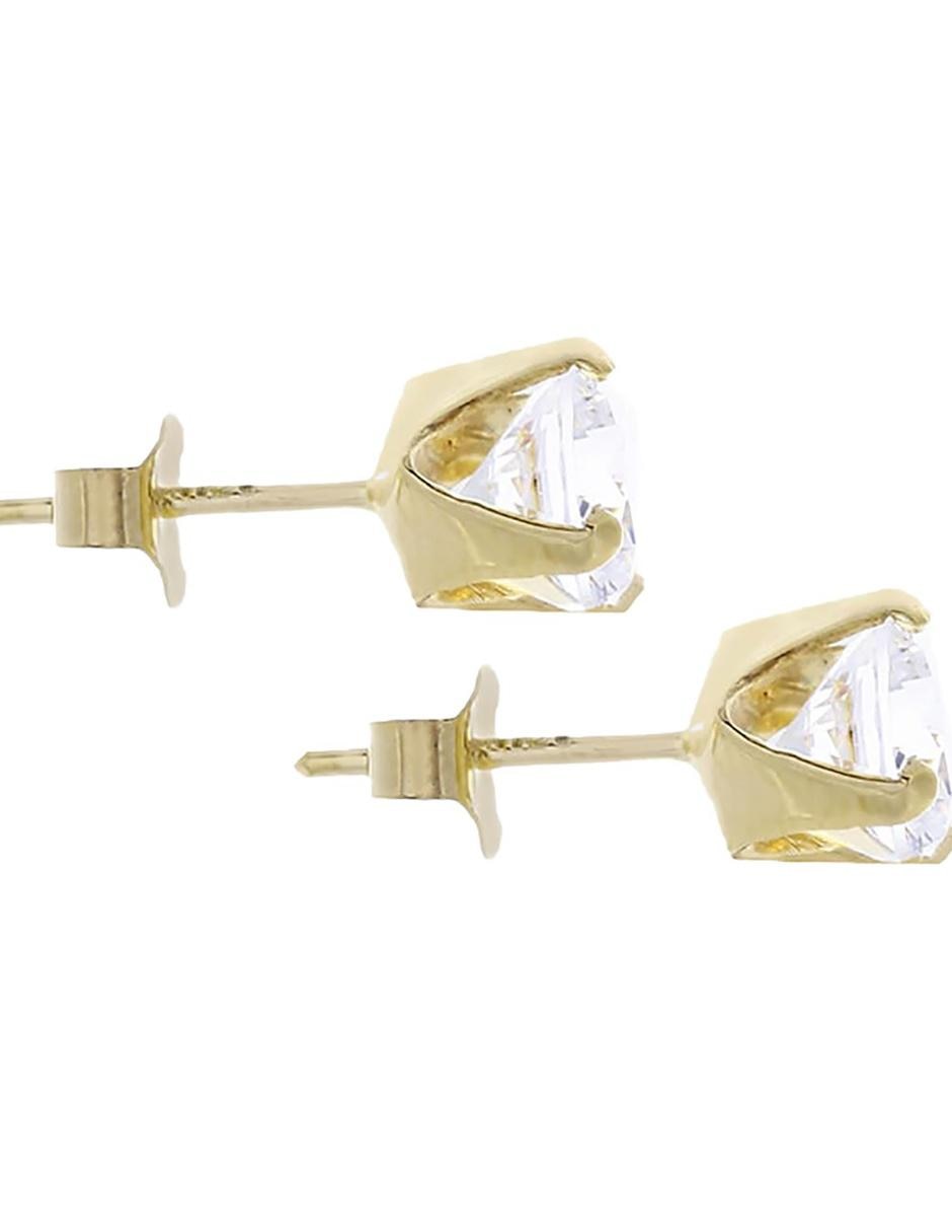 Broqueles de oro 14 K con acabado brillante zirconia 2
