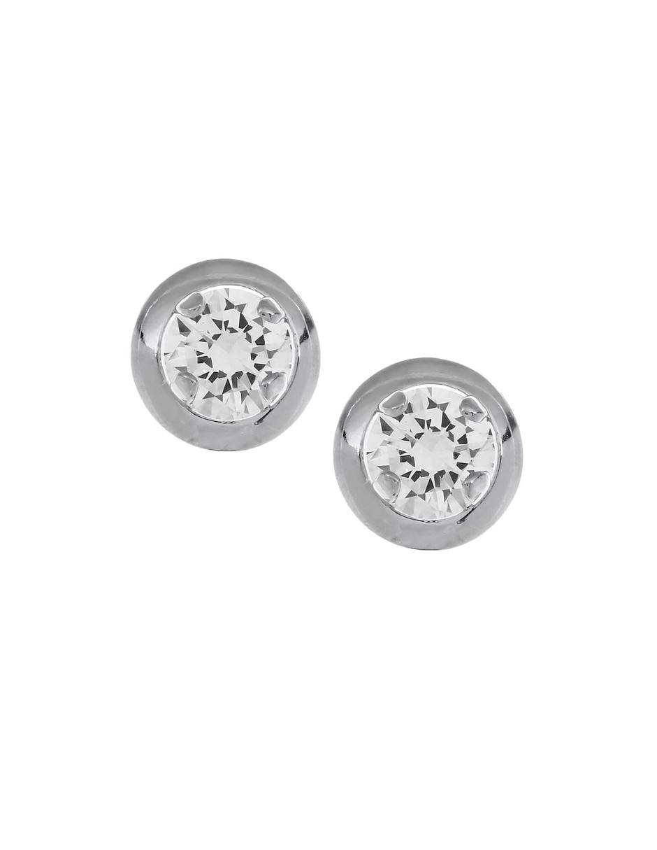 Broqueles de oro blanco 14 K con acabado brillante zirconia