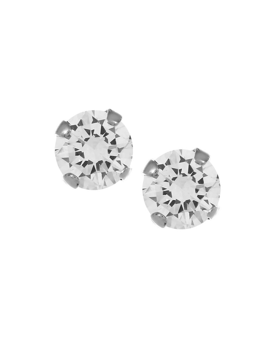 Broqueles de oro 14 K con acabado brillante zirconia