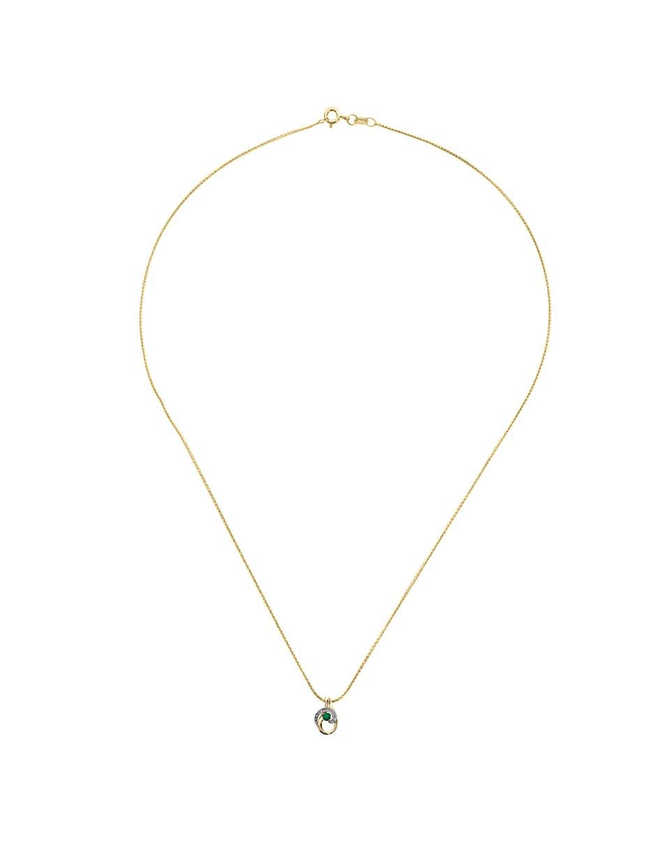 Dije de oro amarillo 14 K esmeralda y diamante 2