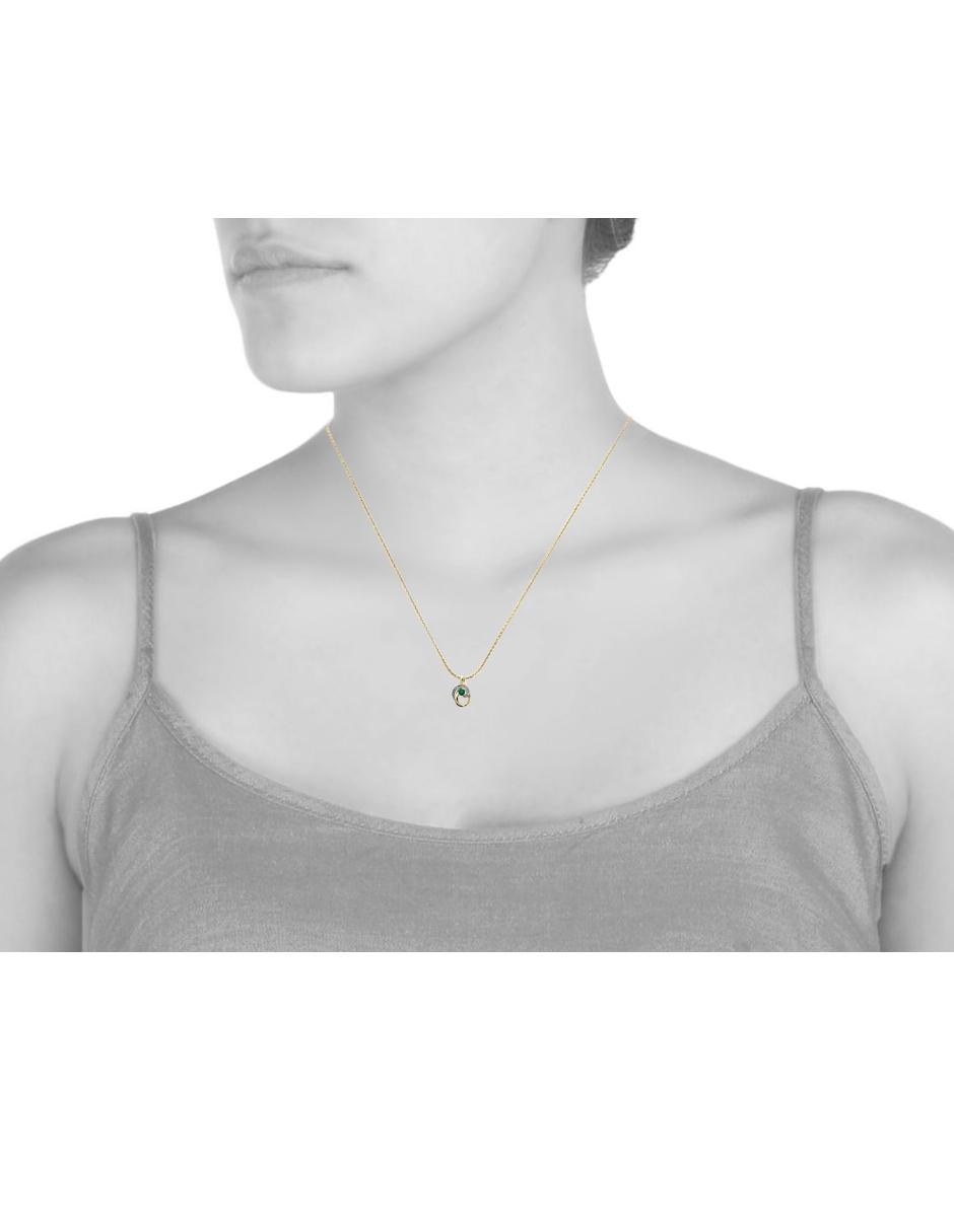 Dije de oro amarillo 14 K esmeralda y diamante 4