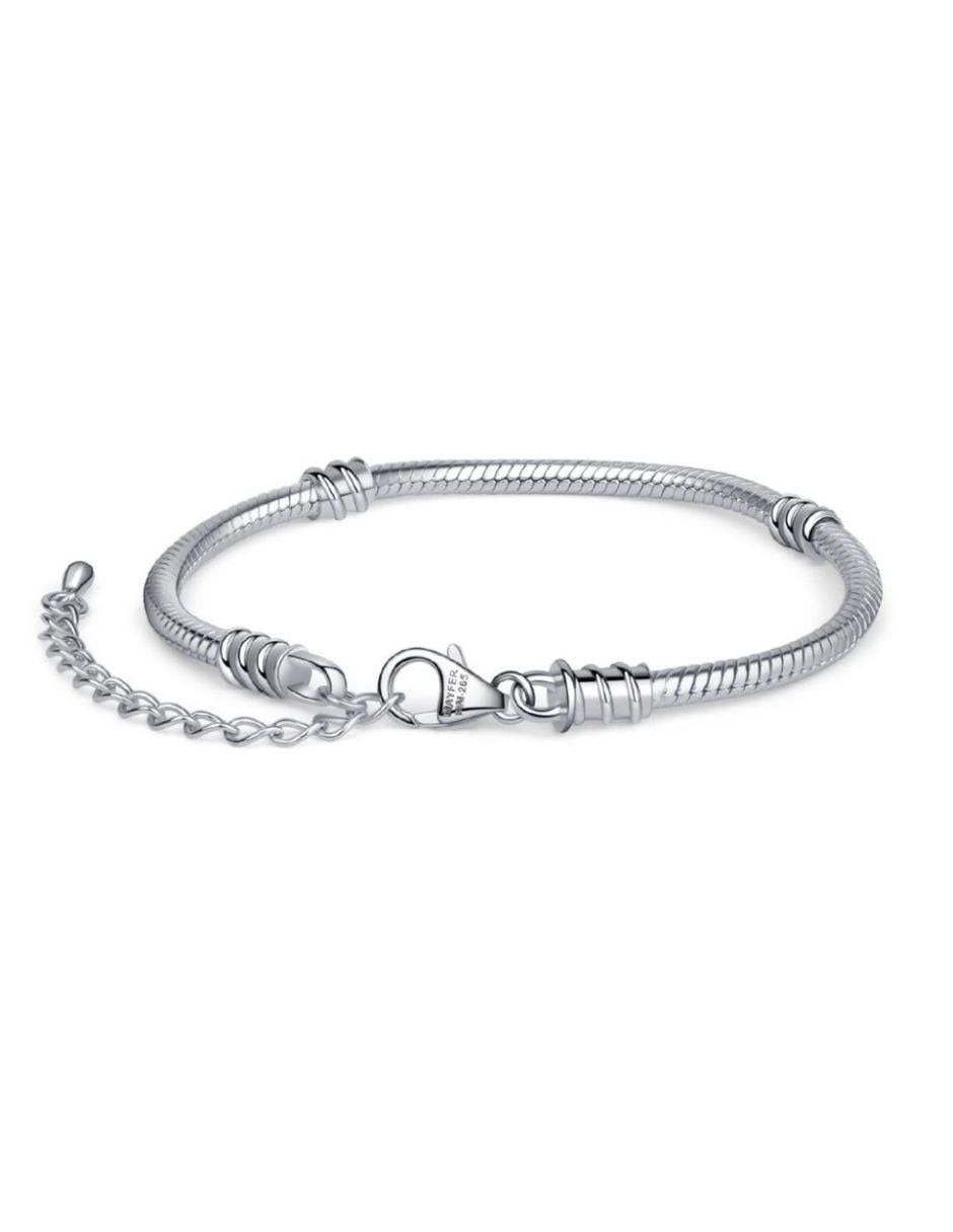 Pulsera Mundial de plata con acabado pulido