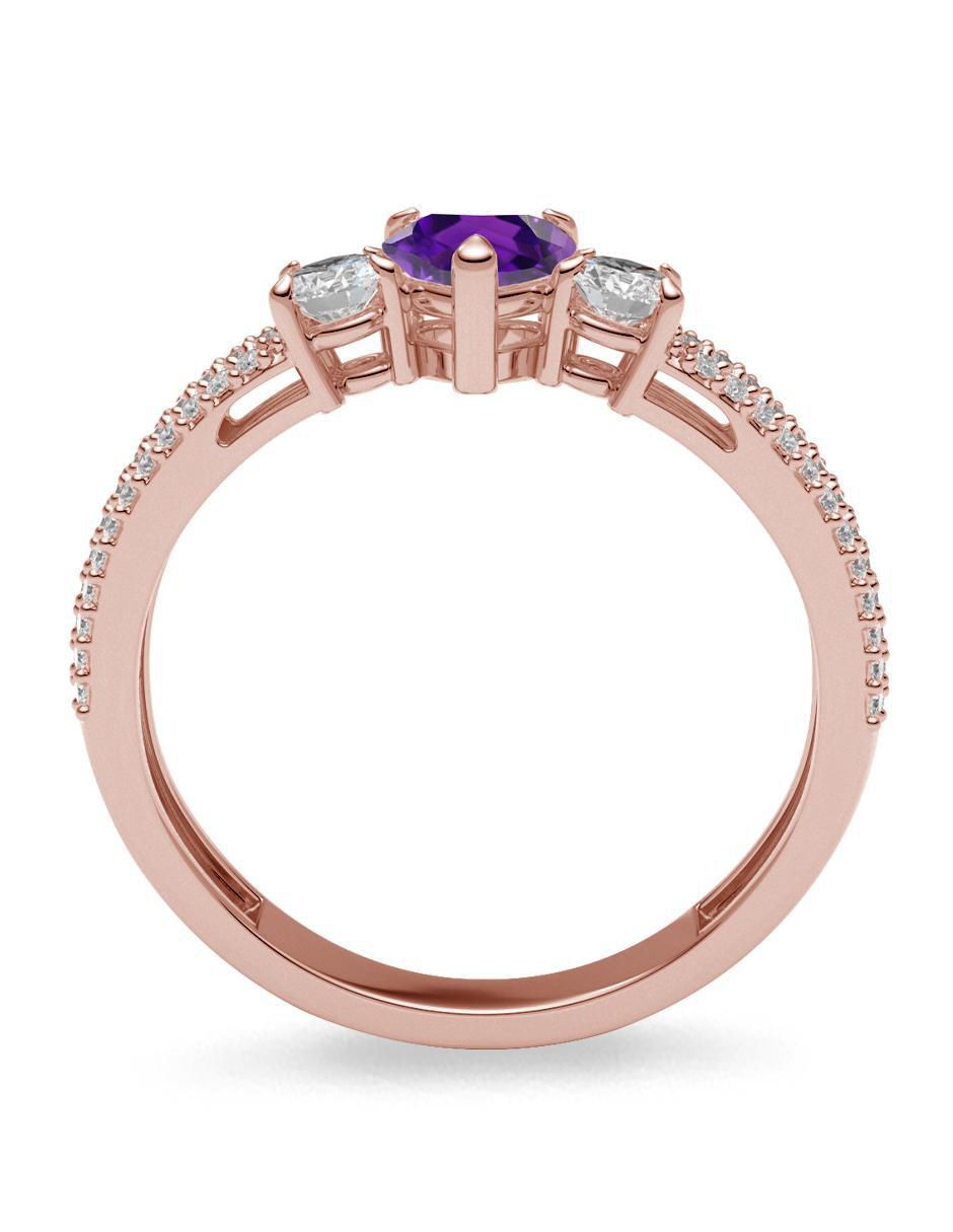 Anillo de compromiso de oro 14 k amatista 3