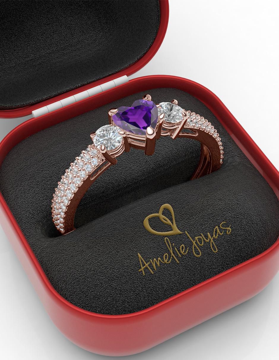 Anillo de compromiso de oro 14 k amatista 4