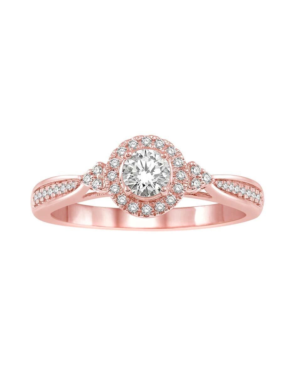 Solitario de oro rosa 14 k diamante 1