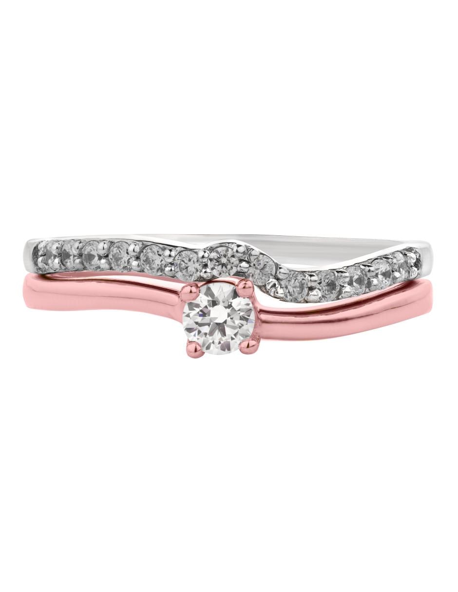 Solitario de oro rosa 14 k diamante 1