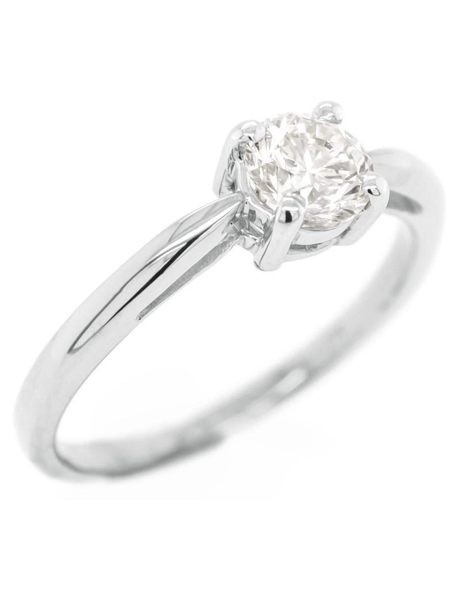 Solitario de oro blanco 14 k diamante 1