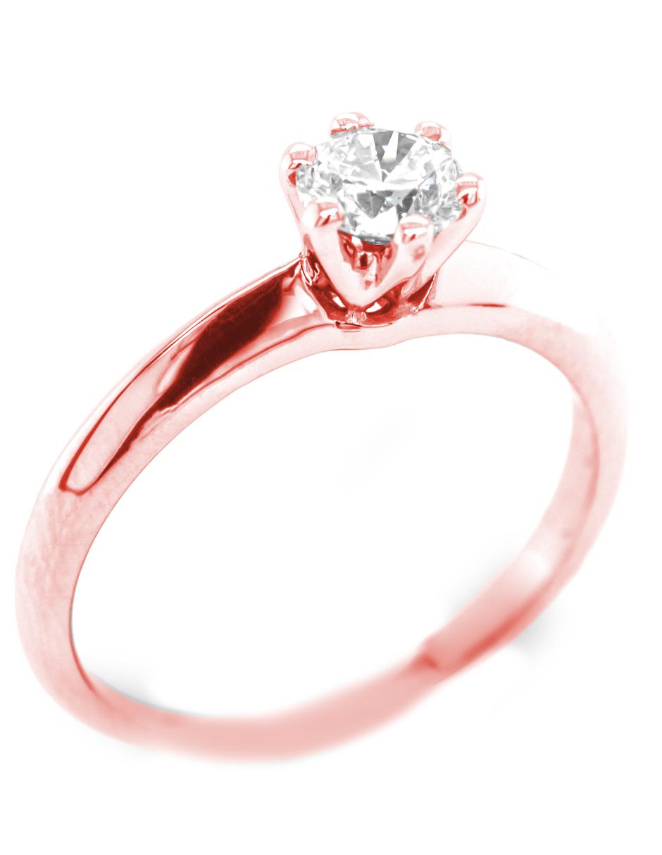 Solitario de oro rosa 14 k diamante 1