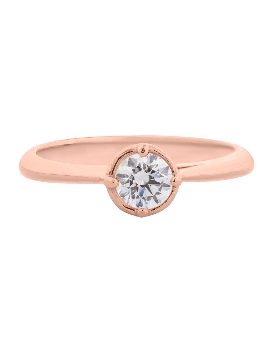 Anillo de compromiso de oro rosa 14 k diamante 1